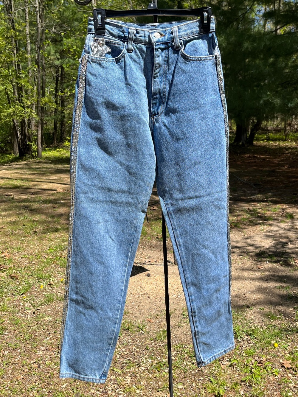 80s Frederick’s Of Hollywood Sequin Jeans Star Size 7/8 XS Retro Glam